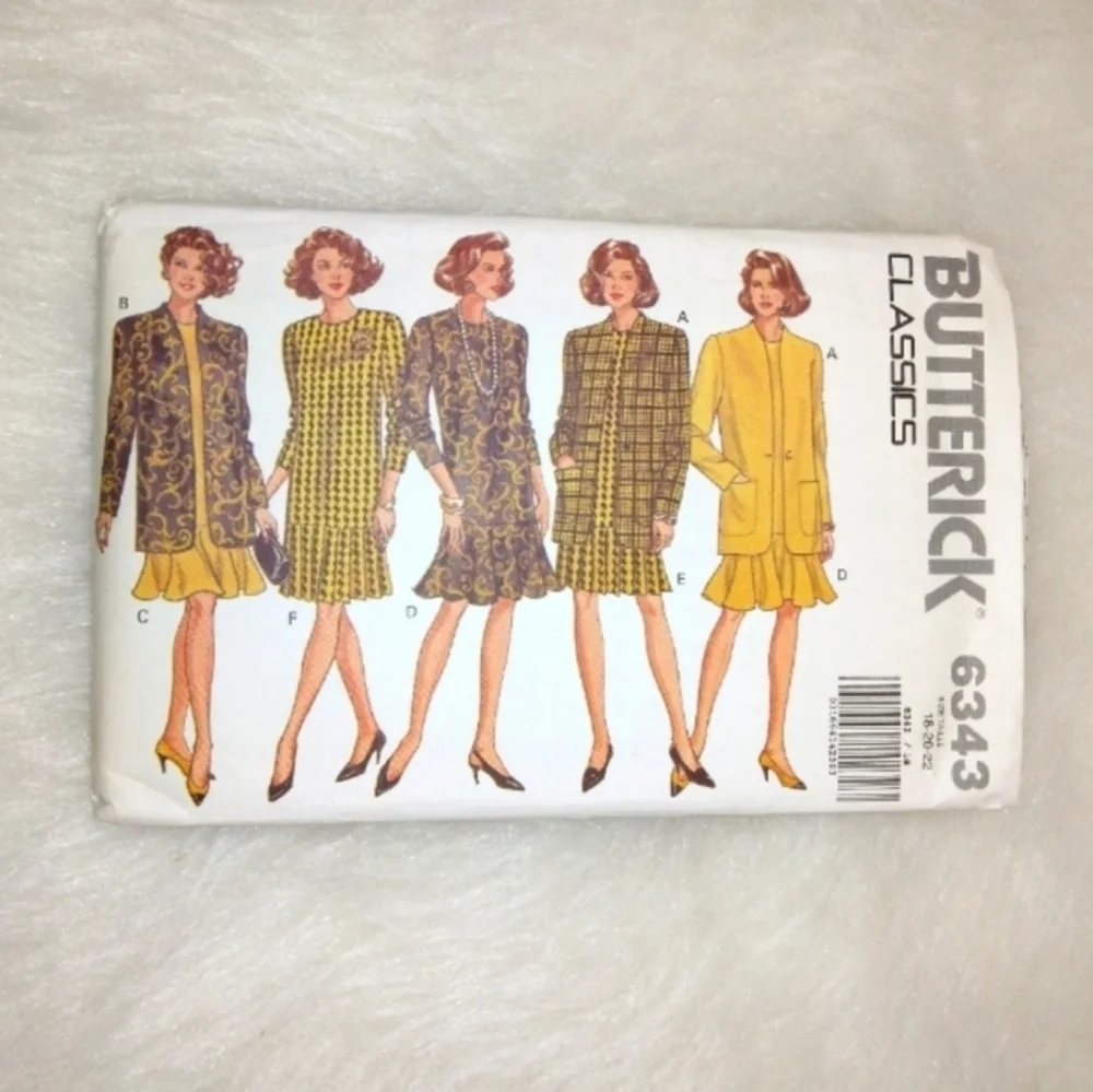 Butterick 6343 Misses Jacket and Dress, size 18-20-22, new & uncut